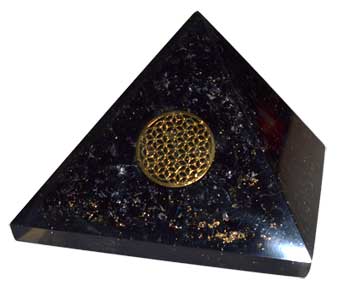 70mm Orgone Tourmaline & Flower pyramid