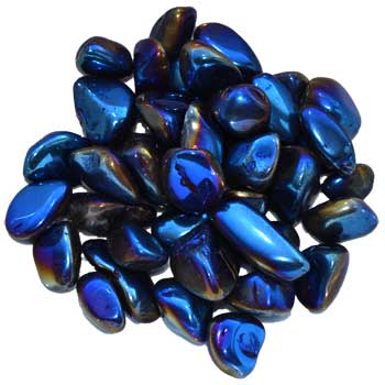 1 lb Deep Blue electroplated tumbled stones
