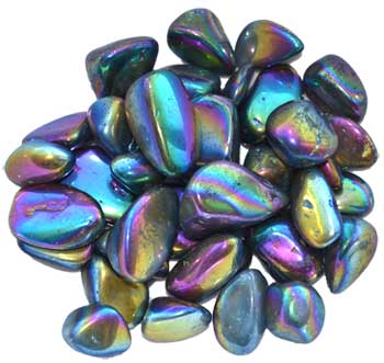 1 lb Black Rainbow electroplated tumbled stones