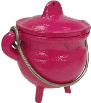 3" Pink cast iron cauldron
