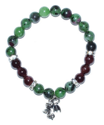 8mm Ruby Zoisite/ Garnet with Dragon