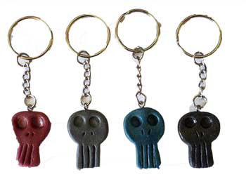1 1/4" resin Skull key ring (assorted colors)