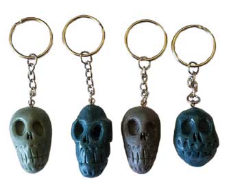1 1/2" resin Skull key ring (assorted colors)