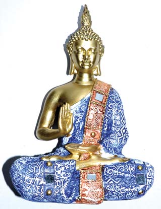 10 1/4" Buddha blue clothing & Mirror ornaments